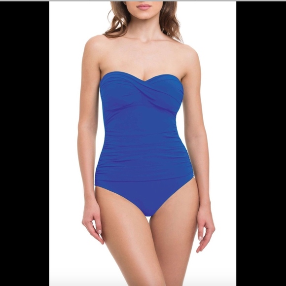 NWD Profile Gottex‎ Tutti Frutti' Bandeau One-Piece Swimsuit Royal [SZ 8 ] #1240 - Picture 1 of 8